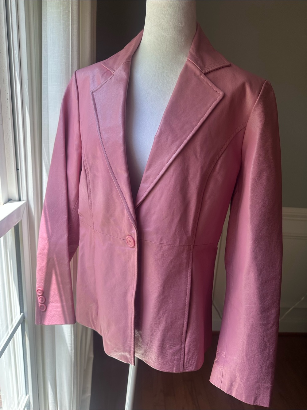 Tailored Pink Leather Jacket